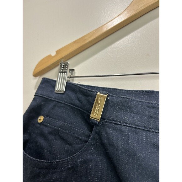 St. John Sport By Marie Gray Dark Wash Jeans Stretch Gold Accents Size 14 - Picture 3 of 9